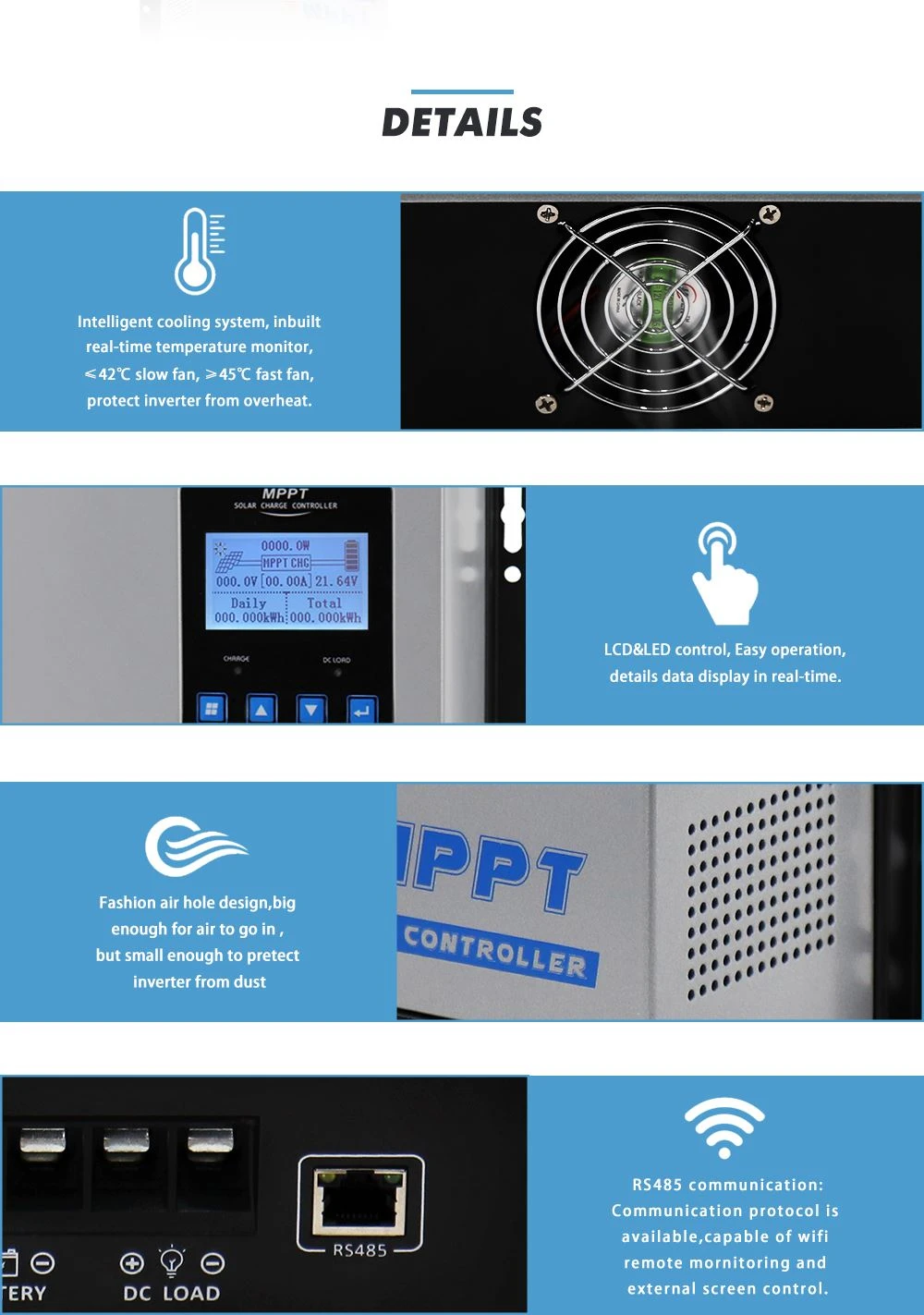 12v/24v 20a solar charge controller